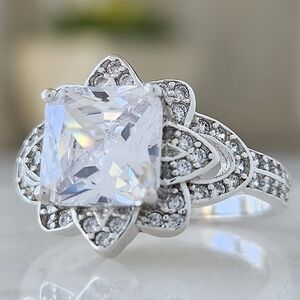 Flower Gemstone Ring, Charmed Aroma April Birthstone Collection